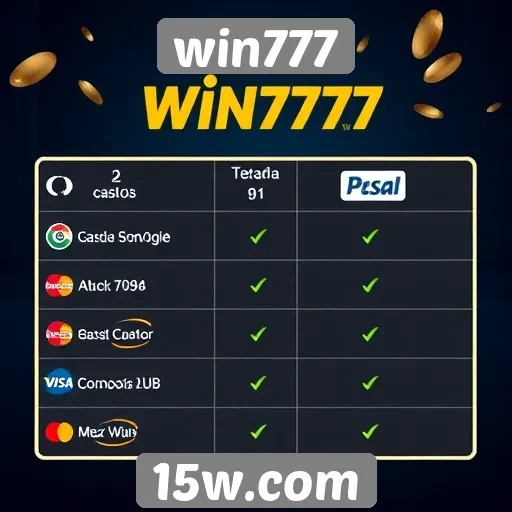 Comparação de métodos de pagamento no Win777